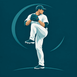 Asymmetri Motion icon: an illustrated pitcher in a high-knee windup, framed by a teal motion arc.