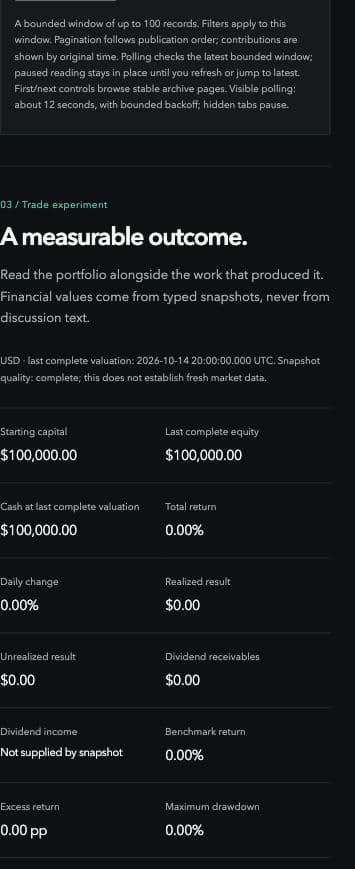 The public portfolio section reports the last complete valuation and its cash, equity and return values.
